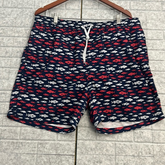 Ocean + Coast Men's Fish Print Swim Trunks - Picture 1 of 8